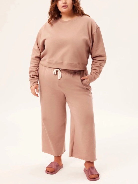 grlfrnd collective Pants - Grldfrnd Collective 50/50 wide leg cropped sweats birch M cotton loungewear